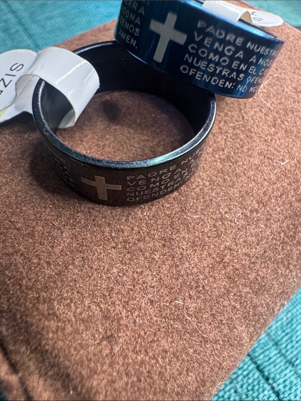 Religious Cross Engraved Ring - Black